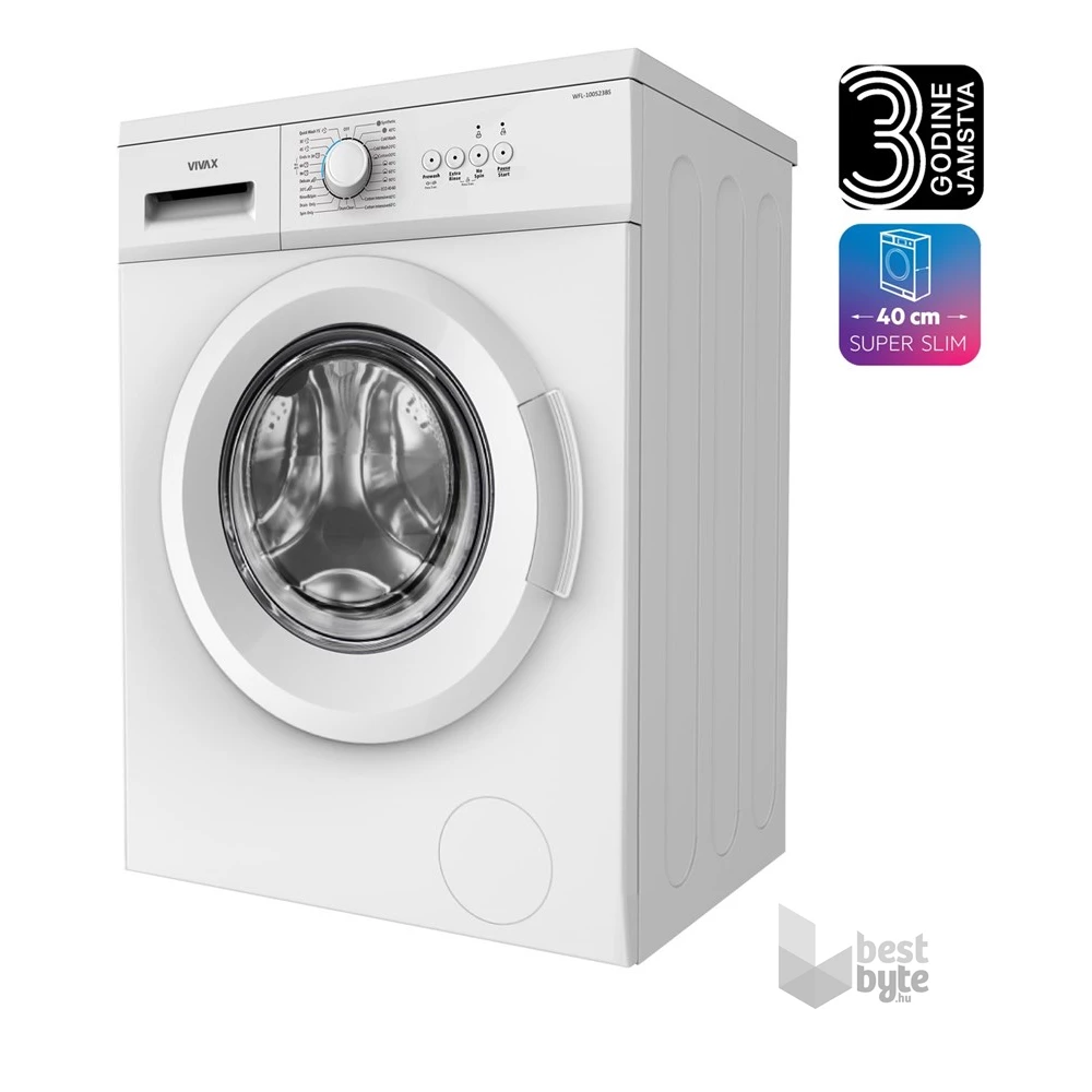 Vivax WFL-100523BS fehér, elöltöltős, szuperkeskeny, max.1000ford., 5 kg, mosógép