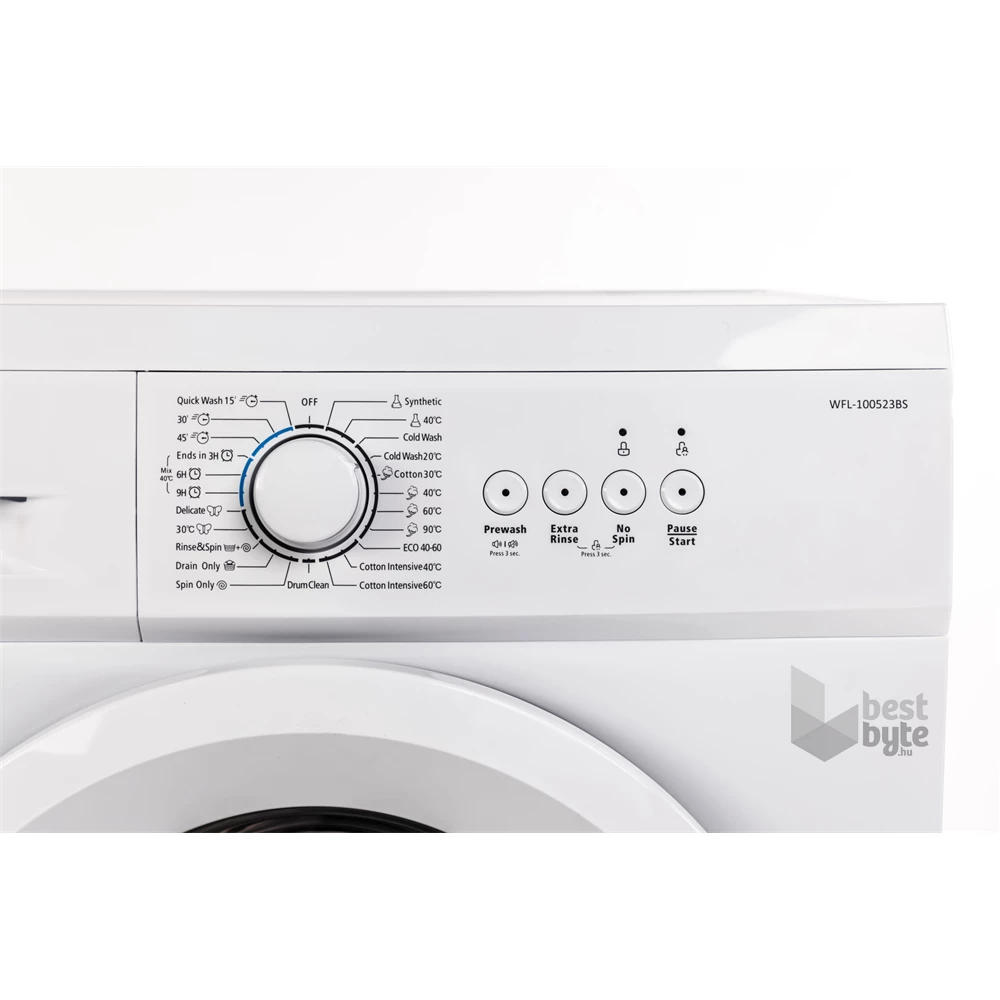 Vivax WFL-100523BS fehér, elöltöltős, szuperkeskeny, max.1000ford., 5 kg, mosógép