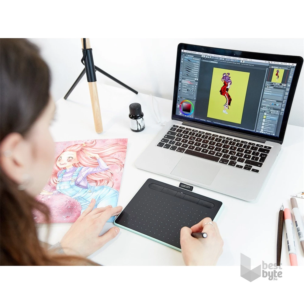 Wacom CTL-4100WLE-N Intuos S pisztácia Bluetooth digitális rajztábla