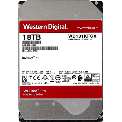 Western Digital 3,5" 18000GB belső SATAIII 7200RPM 512MB RED PRO WD181KFGX winchester 5 év