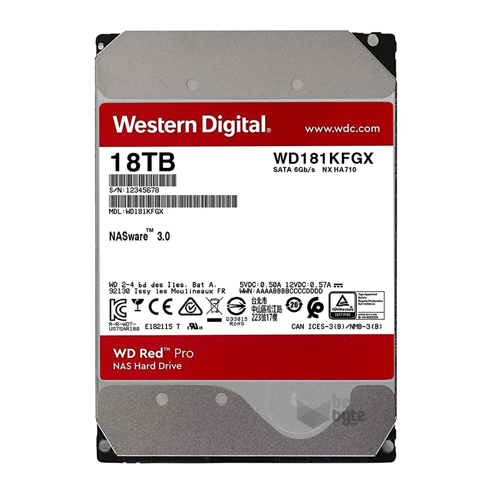 Western Digital 3,5" 18000GB belső SATAIII 7200RPM 512MB RED PRO WD181KFGX winchester 5 év