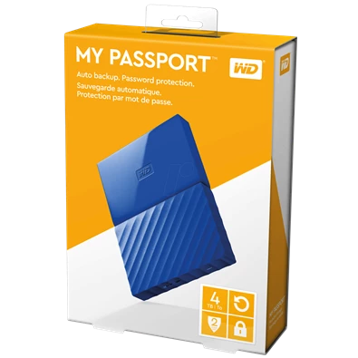 Western Digital My Passport WDBYFT0040BBL 2,5" 4TB USB3.0 kék külső winchester