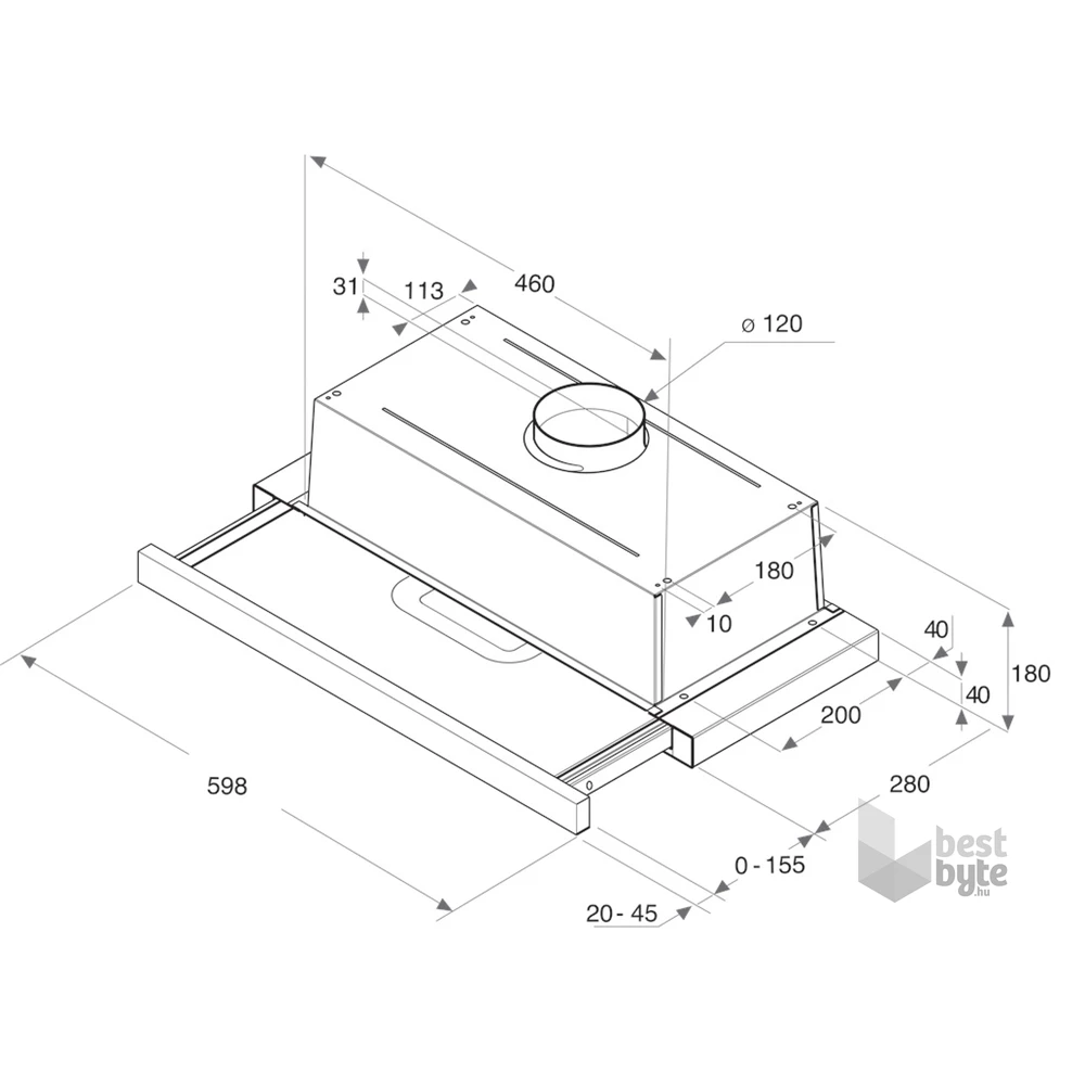 Whirlpool AKR 749/1 WH fehér, beépíthető, kihúzható, méret:60 cm, teleszkópos, zajszint:62 dB,páraelszívó(Újracsomagolt)