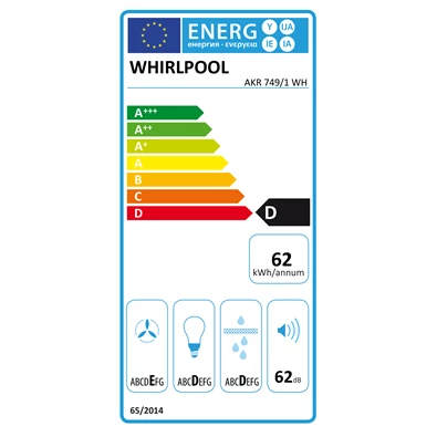 Whirlpool AKR 749/1 WH fehér, beépíthető, kihúzható, méret:60 cm, teleszkópos, zajszint:62 dB,páraelszívó(Újracsomagolt)