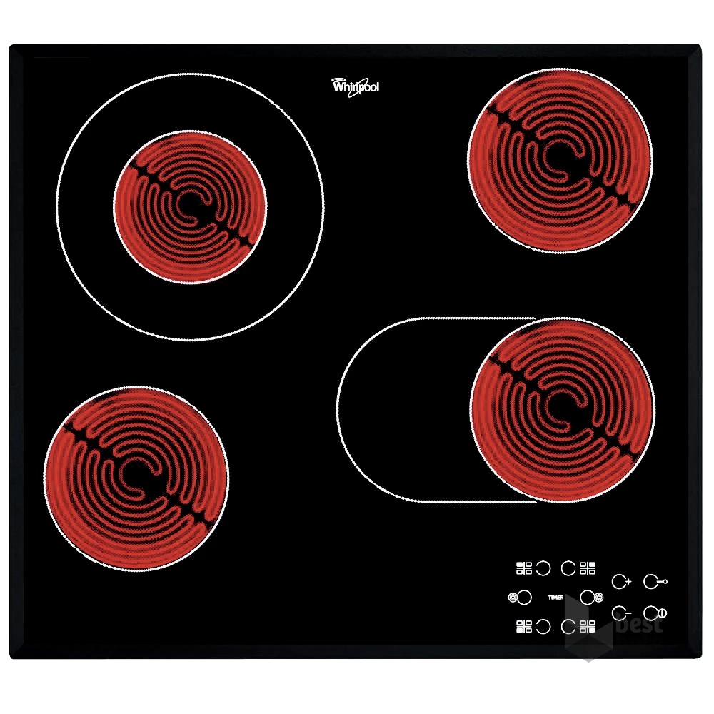 Whirlpool AKT 8190/BA fekete, beépíthető, elektromos üvegkerámia, főzőzóna: 4, beépíthető méret: 56cm, főzőlap
