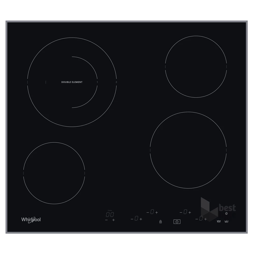 Whirlpool AKT 8601 IX fekete, beépíthető, elektromos üvegkerámia, főzőzóna: 4, beépíthető méret: 56cm, főzőlap