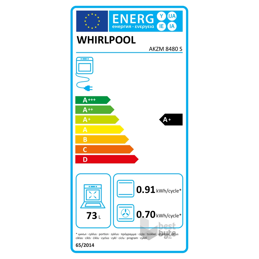 Whirlpool AKZM 8480 S ezüst, beépíthető, sütőtér: 73L, grill, légkeverés,  pirolitikus, sütő