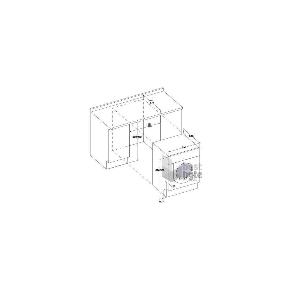 Whirlpool BI WDWG 751482 EU N fehér, elöltöltős, max.1400ford., 7 kg/5 kg, beépíthető mosó-szárítógép