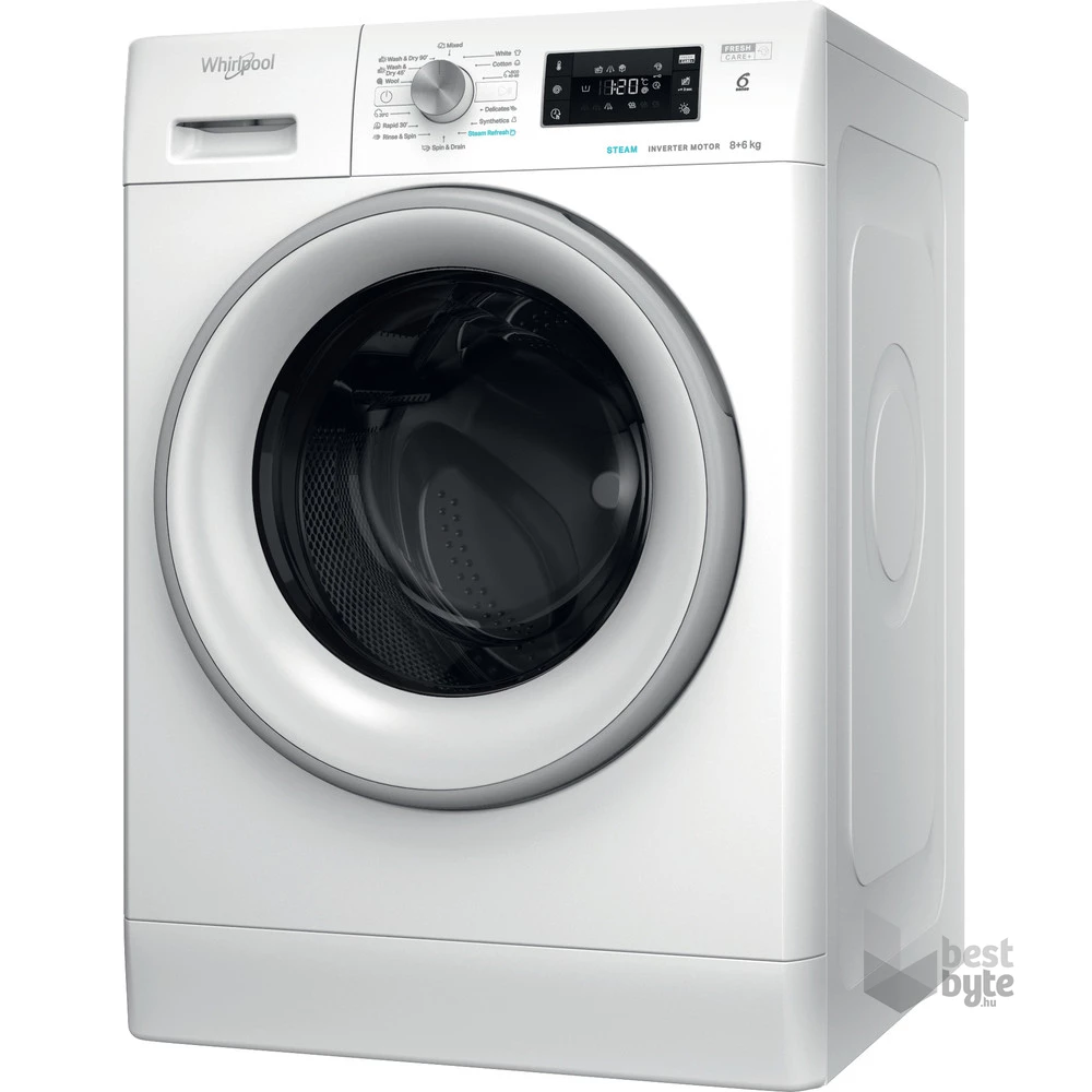 Whirlpool FFWDB 864369 SV EE fehér, elöltöltős, max.1400ford., 8 kg/6 kg, mosó-szárítógép
