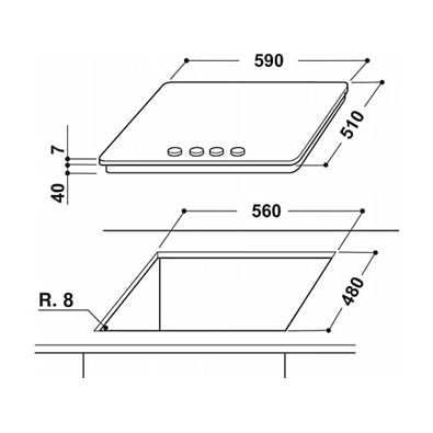 Whirlpool GMWL 628/IXL EE beépíthető gáz főzőlap