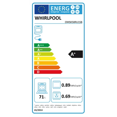 Whirlpool OMSK58RU1SB fekete, beépíthető, sütőtér: 71L, grill, pirolitikus, sütő