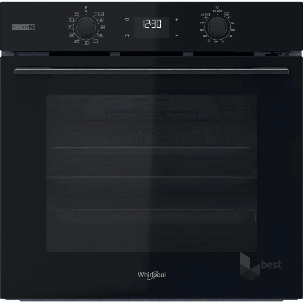 Whirlpool OMSK58RU1SB fekete, beépíthető, sütőtér: 71L, grill, pirolitikus, sütő
