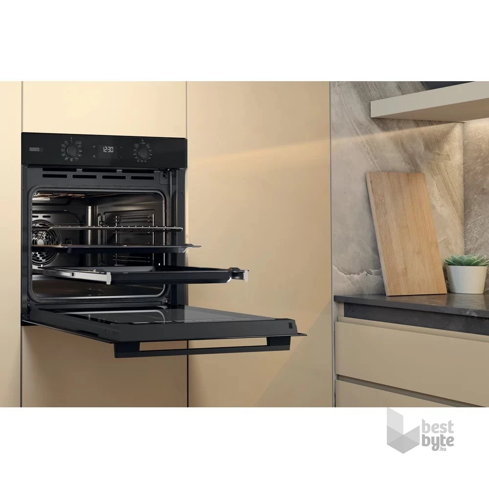 Whirlpool OMSK58RU1SB fekete, beépíthető, sütőtér: 71L, grill, pirolitikus, sütő