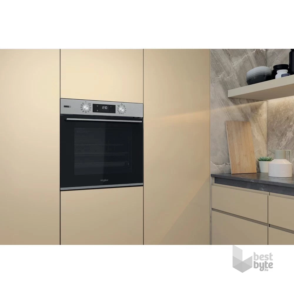 Whirlpool OMSK58RU1SX inox, beépíthető, sütőtér: 71L, grill, pirolitikus, sütő