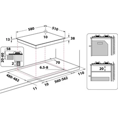 Whirlpool TKRL 660 IX beépíthető gáz főzőlap