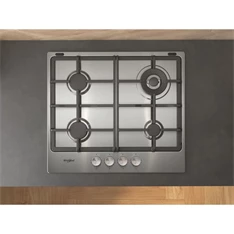 Whirlpool TKRL 661 IX EU inox, beépíthető, gáz, főzőzóna: 3 +1 wok égőfej, beépíthető méret: 56cm, főzőlap