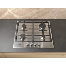Whirlpool TKRL 661 IX EU inox, beépíthető, gáz, főzőzóna: 3 +1 wok égőfej, beépíthető méret: 56cm, főzőlap