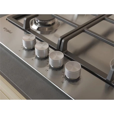 Whirlpool TKRL 661 IX EU inox, beépíthető, gáz, főzőzóna: 3 +1 wok égőfej, beépíthető méret: 56cm, főzőlap