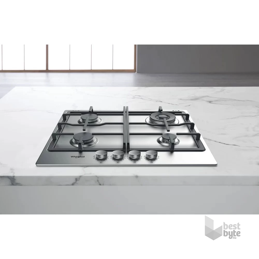 Whirlpool TKRL 661 IX EU inox, beépíthető, gáz, főzőzóna: 3 +1 wok égőfej, beépíthető méret: 56cm, főzőlap