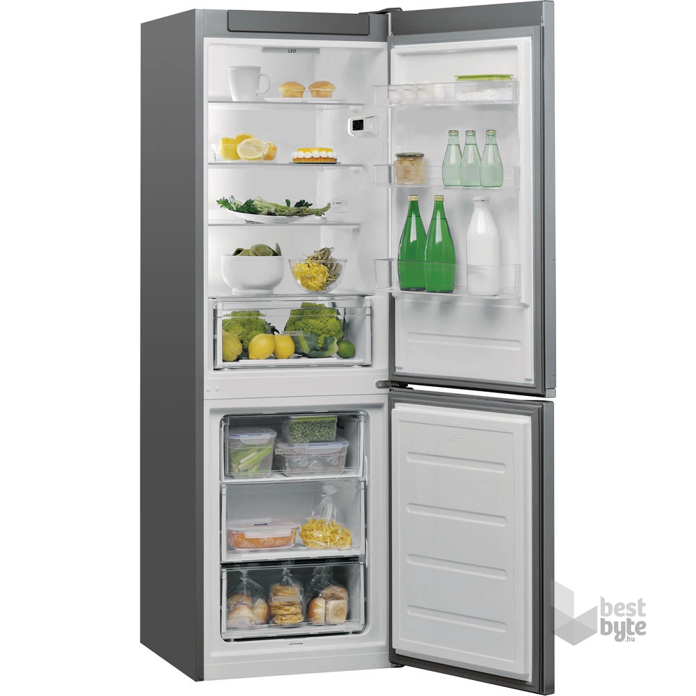 Whirlpool W5 821EOX 2 inox, alulfagyasztós, Hűtő:228L, Fagyasztó:111L, Stop frost hűtőszekrény