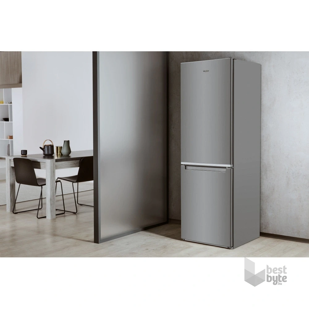 Whirlpool W5 821EOX 2 inox, alulfagyasztós, Hűtő:228L, Fagyasztó:111L, Stop frost hűtőszekrény