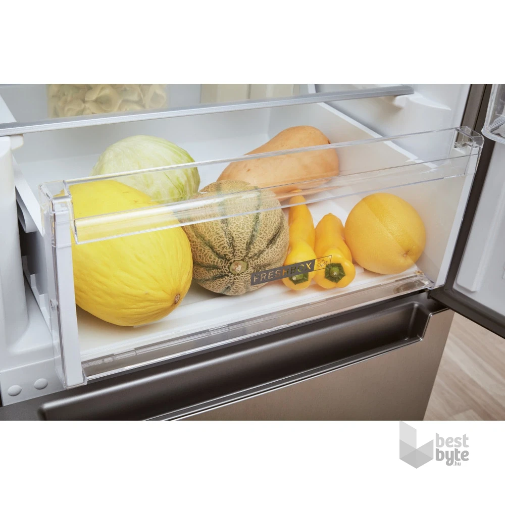 Whirlpool W5 821EOX 2 inox, alulfagyasztós, Hűtő:228L, Fagyasztó:111L, Stop frost hűtőszekrény