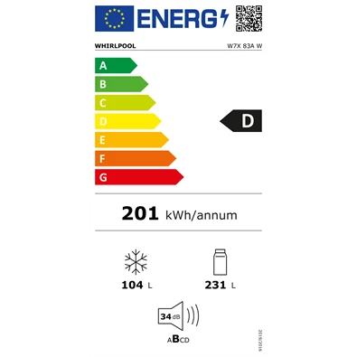 Whirlpool W7X 83A W alulfagyasztós hűtőszekrény