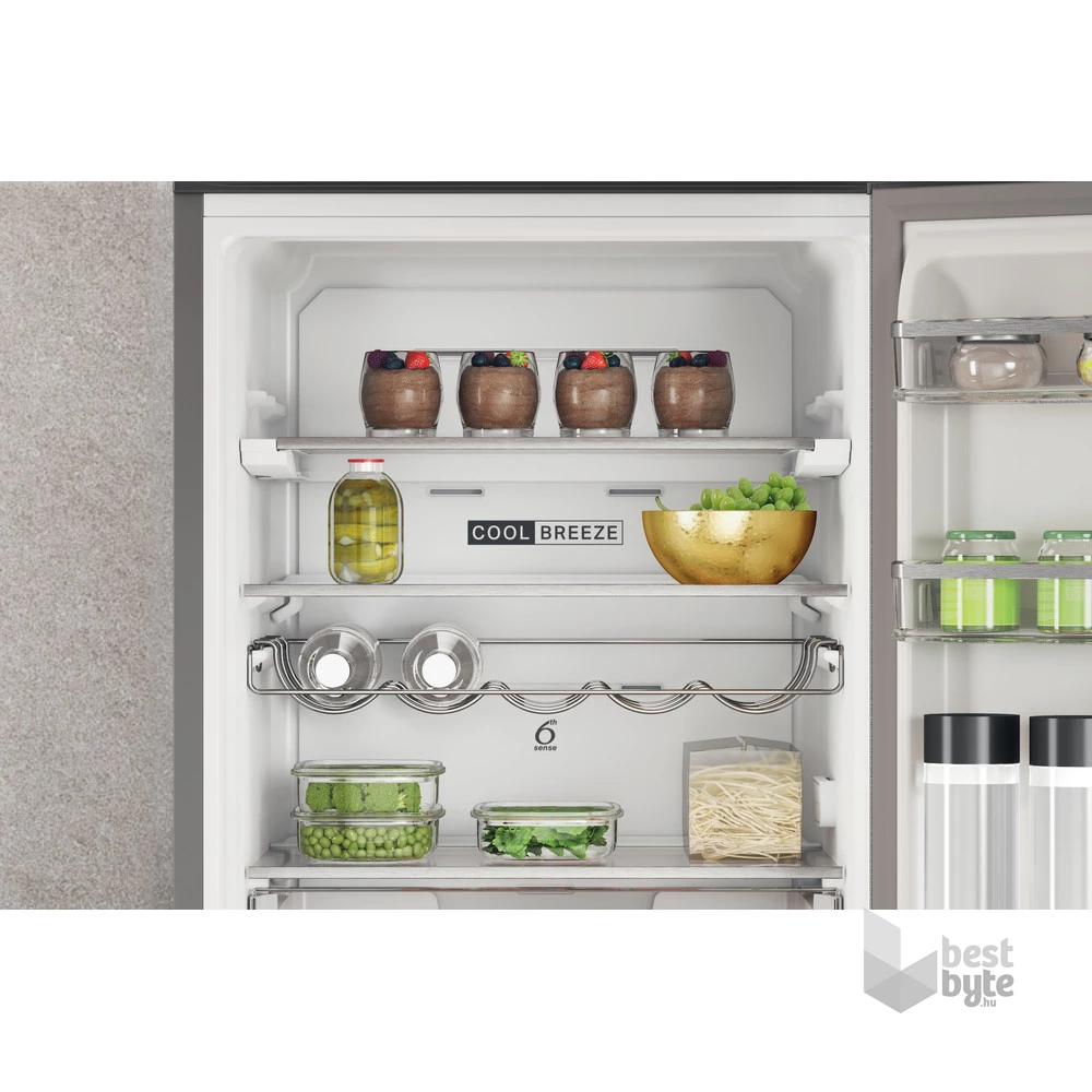 Whirlpool W7X 83T MX inox, alulfagyasztós, Hűtő:231L, Fagyasztó:104L, No frost hűtőszekrény