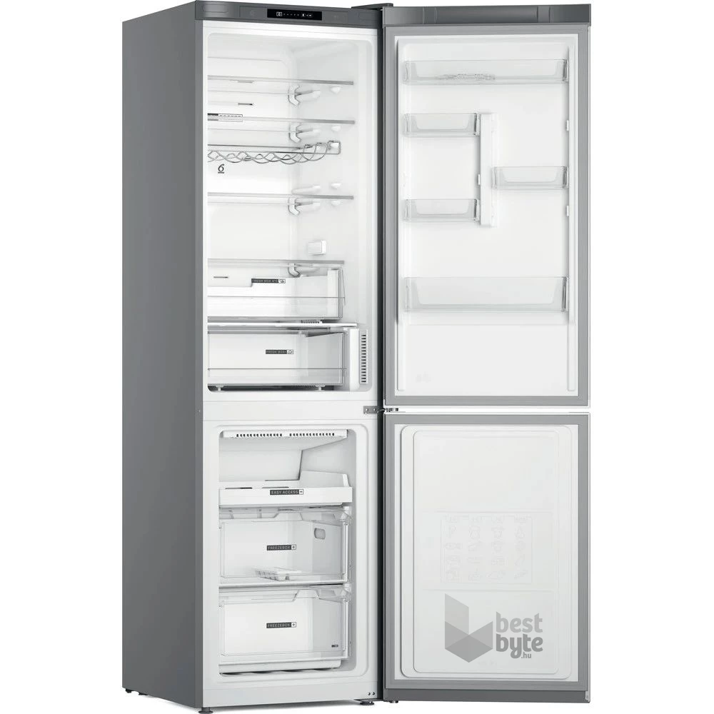 Whirlpool W7X 92I OX inox, alulfagyasztós, Hűtő:263L, Fagyasztó:104L, No frost hűtőszekrény