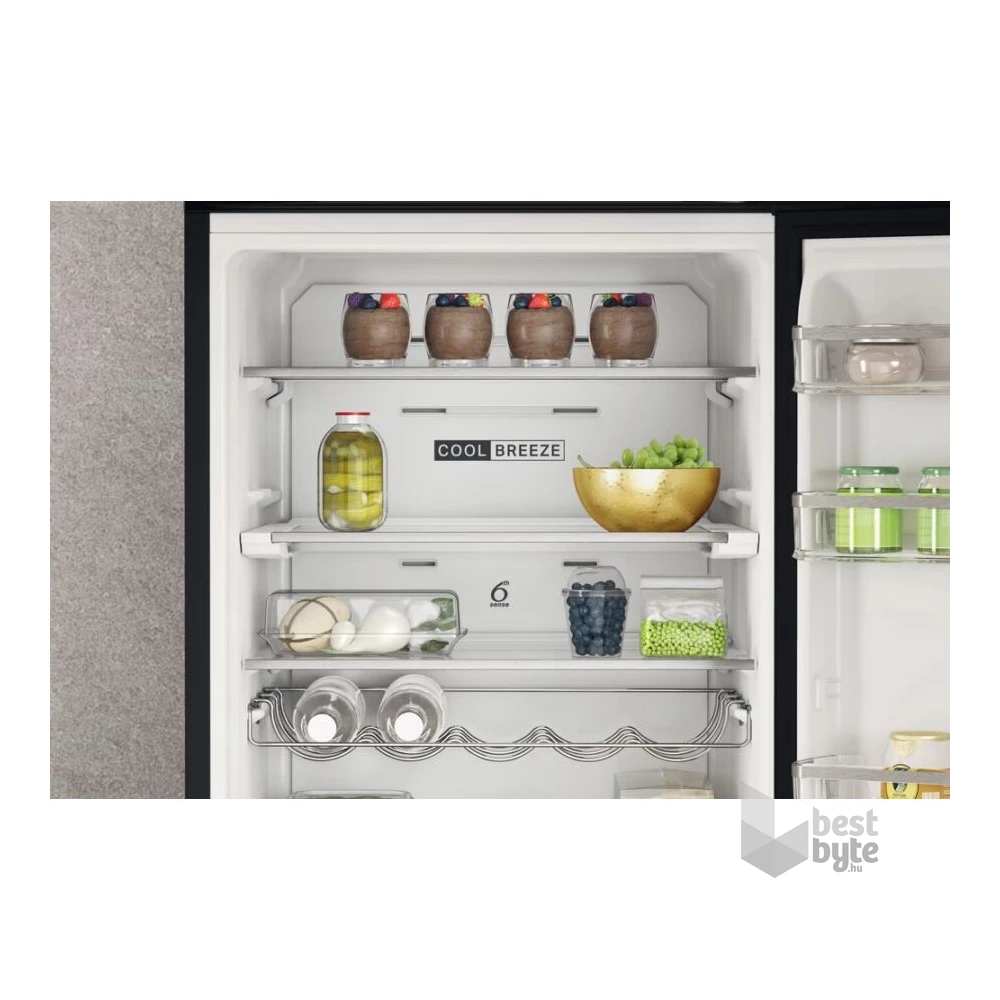 Whirlpool W7X 94T KS fekete, alulfagyasztós, Hűtő:263L, Fagyasztó:104L, Total No frost hűtőszekrény