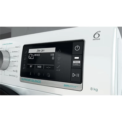 Whirlpool W7X W845WB EE fehér, elöltöltős, max.1400ford., 8 kg, mosógép