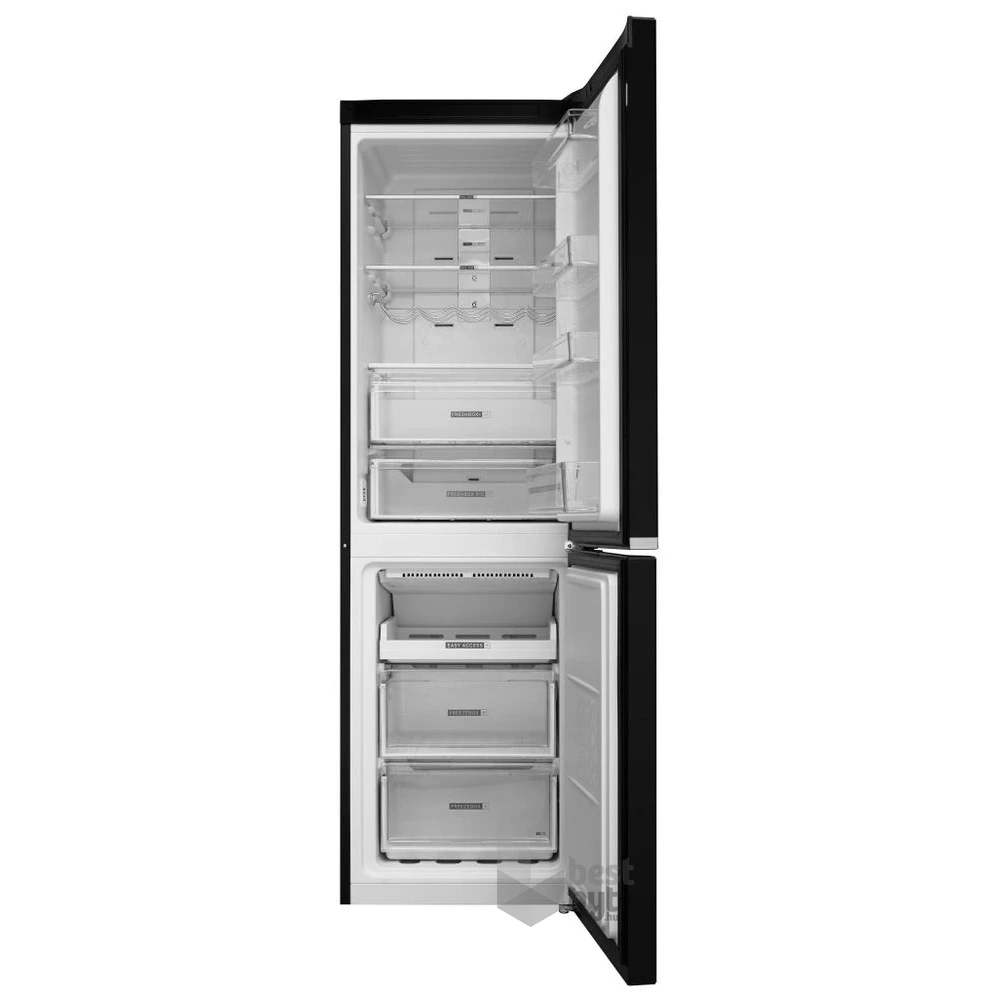 Whirlpool W7 821O K fekete, alulfagyasztós, Hűtő:239L, Fagyasztó:104L, Total No frost hűtőszekrény
