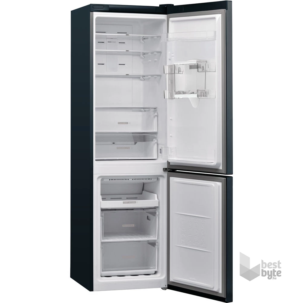 Whirlpool W7 921O K AQUA fekete, alulfagyasztós, Hűtő:264L, Fagyasztó:104L, No frost hűtőszekrény