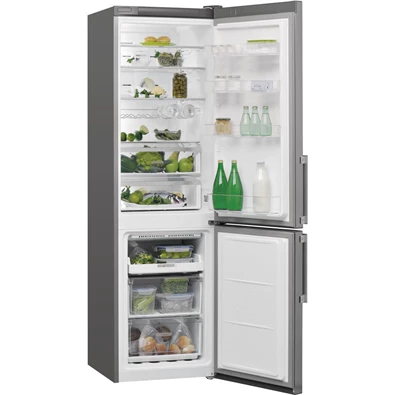 Whirlpool W7 921O OX H inox, alulfagyasztós, Hűtő:264L, Fagyasztó:104L, No frost hűtőszekrény