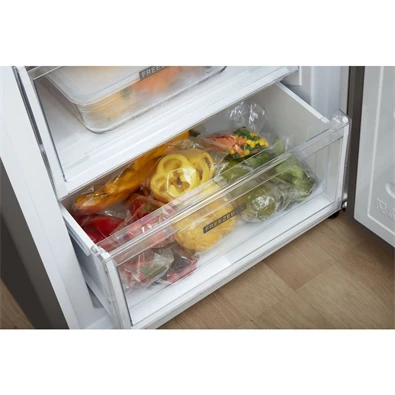 Whirlpool W7 921O OX H inox, alulfagyasztós, Hűtő:264L, Fagyasztó:104L, No frost hűtőszekrény