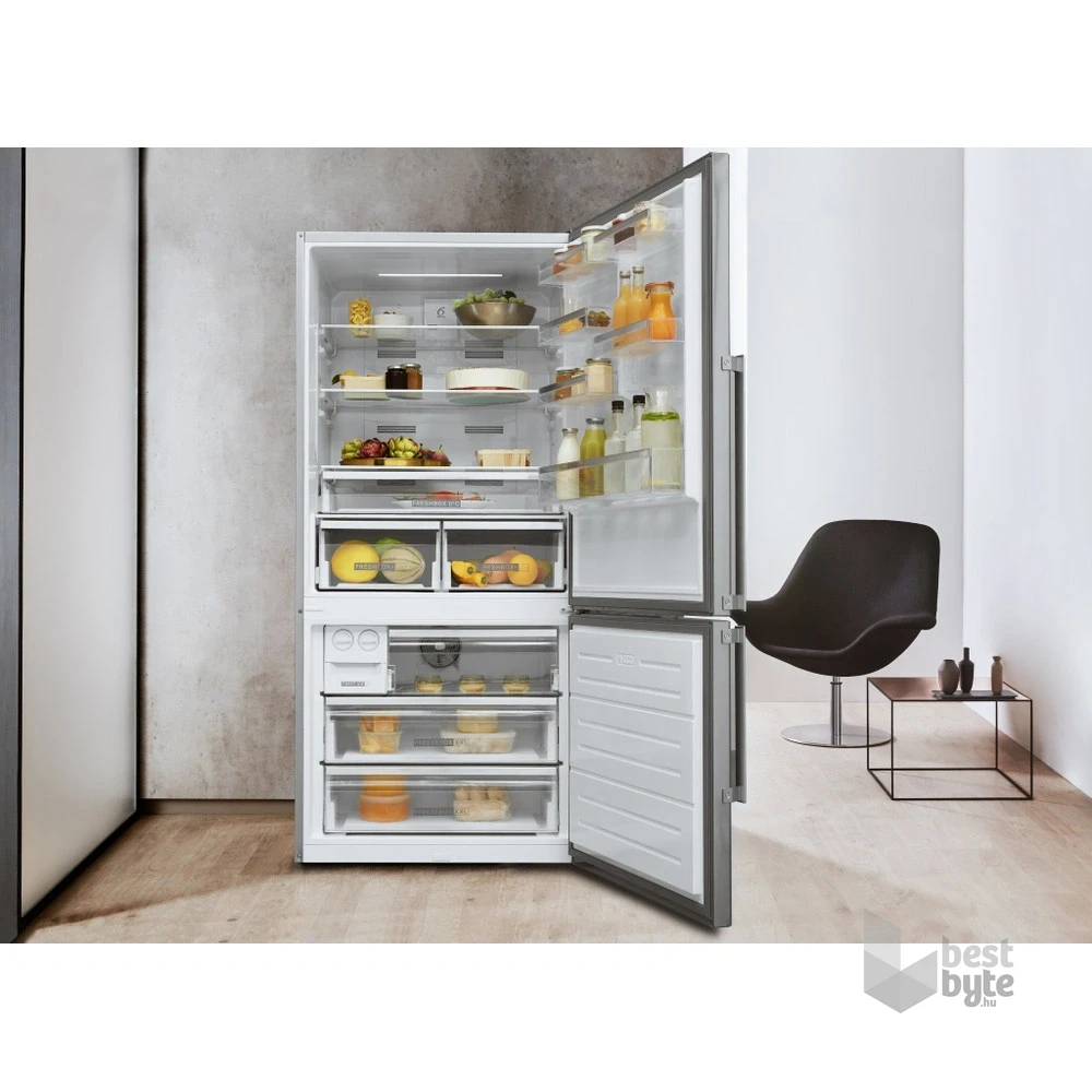 Whirlpool W84BE 72 X 2 inox, alulfagyasztós, Hűtő:407L, Fagyasztó:181L, Dual no frost hűtőszekrény
