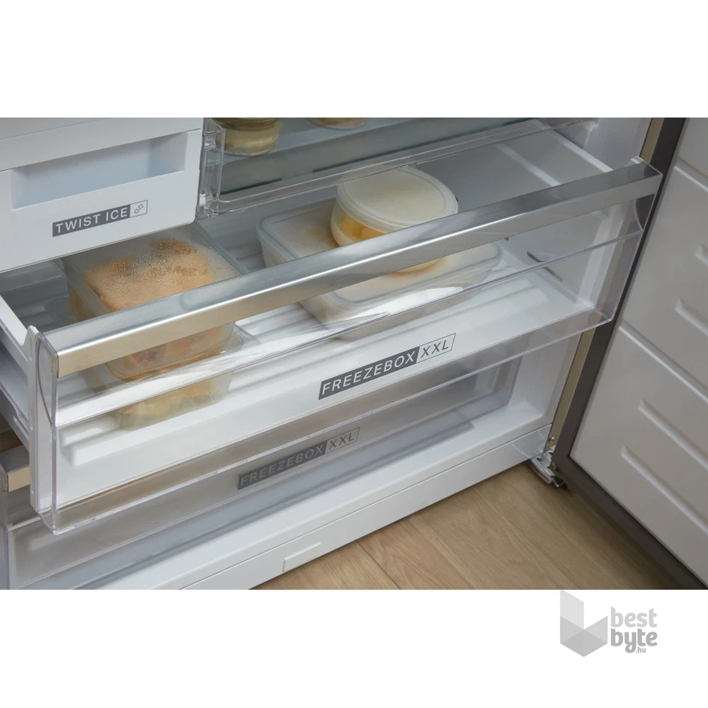 Whirlpool W84BE 72 X 2 inox, alulfagyasztós, Hűtő:407L, Fagyasztó:181L, Dual no frost hűtőszekrény