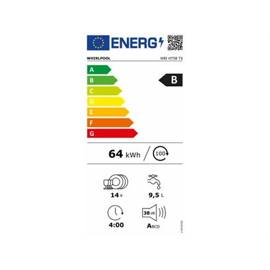 Whirlpool W8I HT58 TS programok száma: 8, beépíthető, 14 terítékes mosogatógép 
