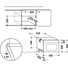 Whirlpool W9 MN840 IXL 750W 22L sötétszürke beépíthető mikrohullámú sütő