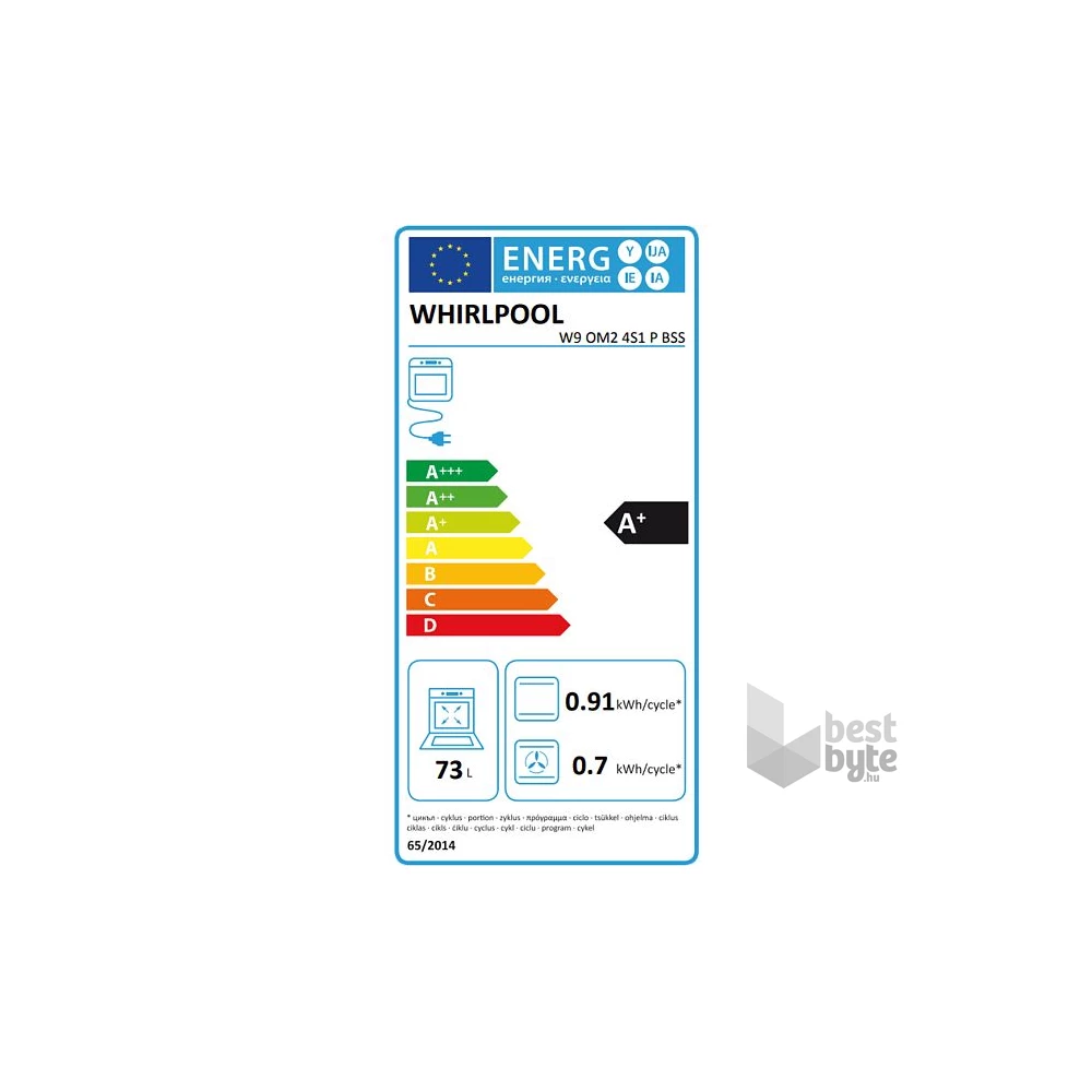 Whirlpool W9 OM2 4S1 P BSS fekete, beépíthető, sütőtér: 73L, grill, légkeverés, pirolitikus, sütő