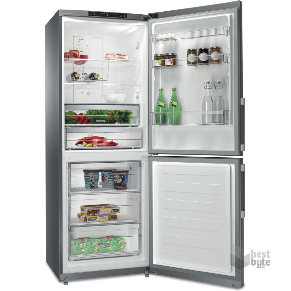 Whirlpool WB70I 952 X inox, alulfagyasztós, Hűtő:304L, Fagyasztó:153L, No frost hűtőszekrény