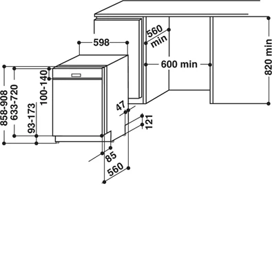 Whirlpool WBC 3C26 X beépíthető 14 terítékes mosogatógép