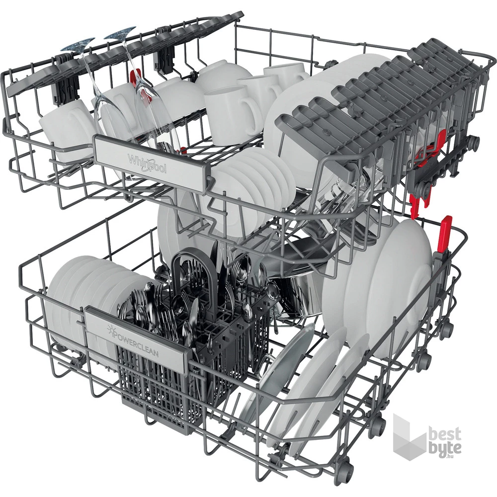 Whirlpool WBO 3T333 P 6.5 X szürke, programok száma: 11, beépíthető, 14 terítékes mosogatógép 