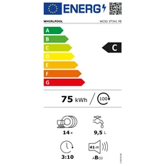Whirlpool WCIO 3T341 PE inox, programok száma: 10, beépíthető, 14 terítékes mosogatógép 