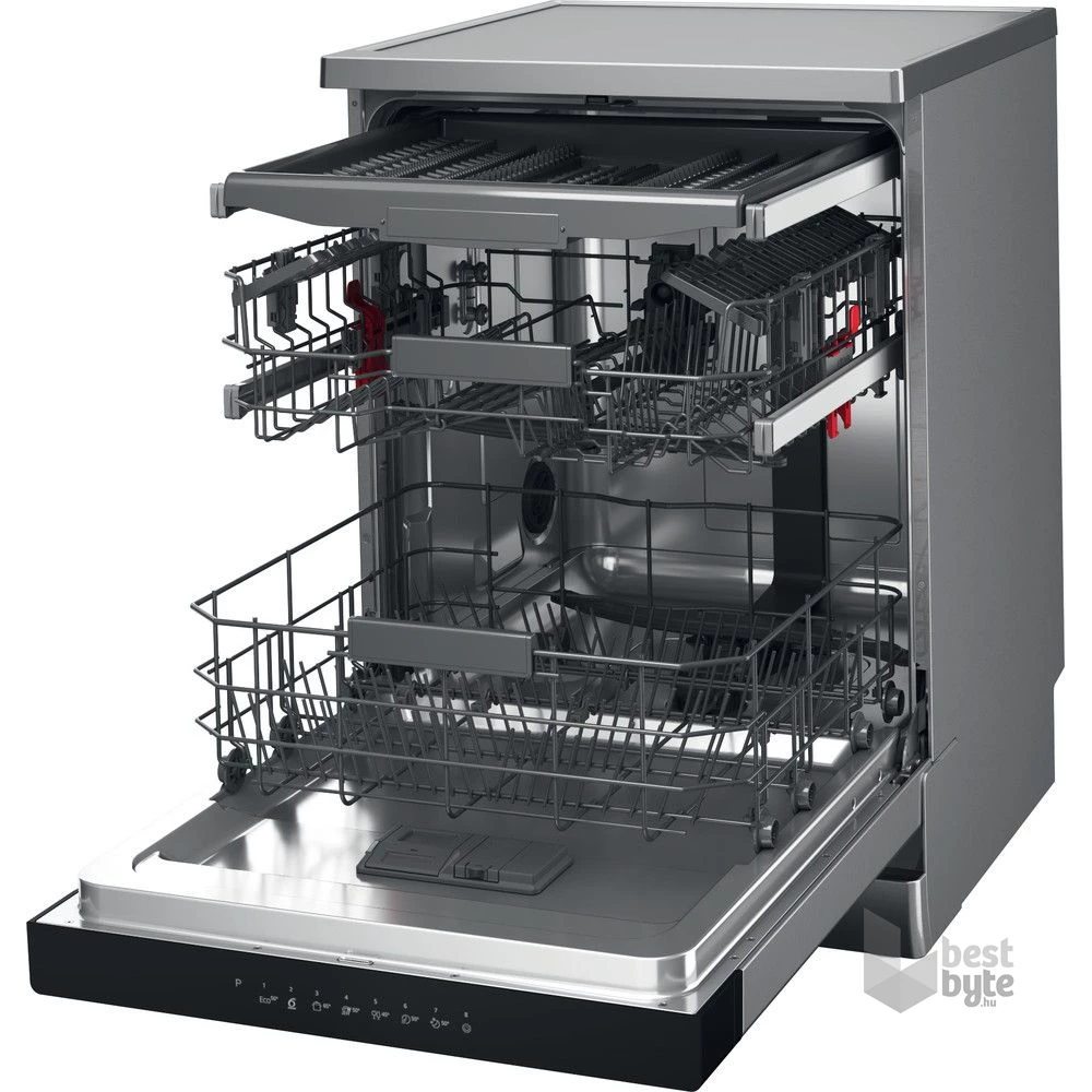 Whirlpool WFC 3C33 F X inox, programok száma: 8, szabadonálló, 14 terítékes mosogatógép 