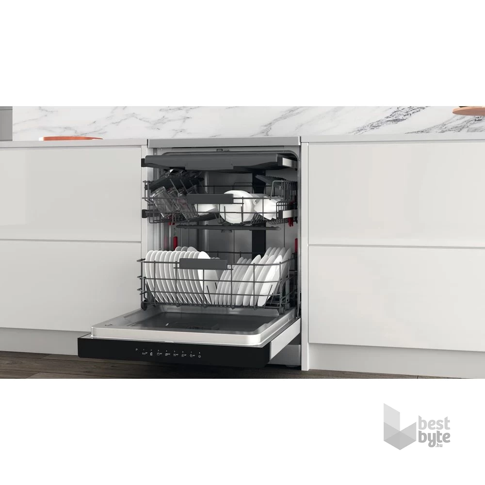 Whirlpool WFC 3C33 PF X fehér, programok száma: 8, szabadonálló, 14 terítékes mosogatógép 