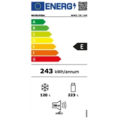 Whirlpool WHKS 1361 S4E, alulfagyasztós, Hűtő:223L, Fagyasztó:120L, hűtőszekrény