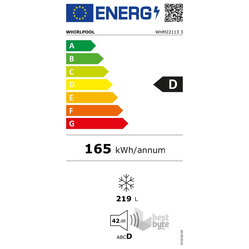 Whirlpool WHM 22113 3 fehér, Fagyasztó:215L, fagyasztóláda