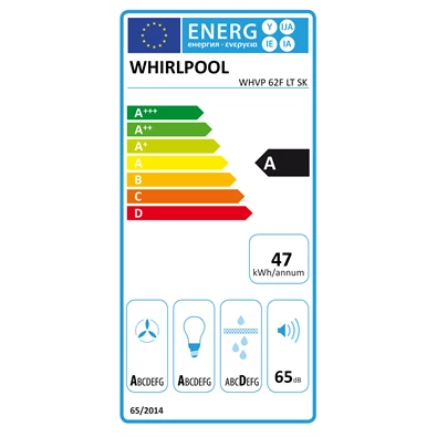 Whirlpool WHVP 62F LT SK fekete, beépíthető, döntött, méret:59,8 cm, zajszint:65 dB, páraelszívó (Újracsomagolt)