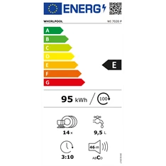Whirlpool WI 7020 P programok száma: 8, beépíthető, 14 terítékes mosogatógép 